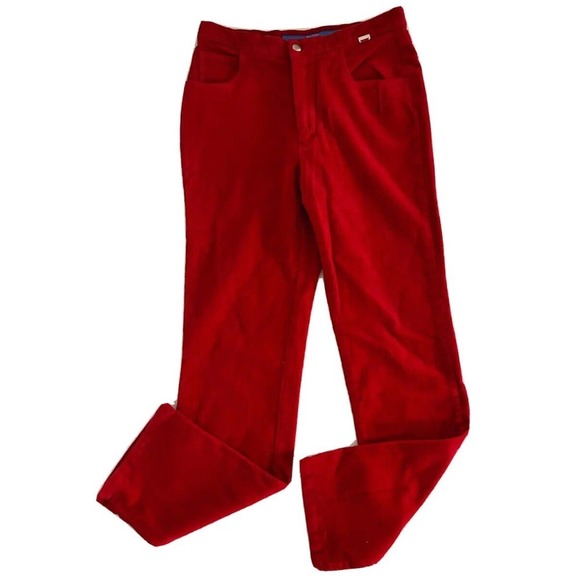 Escada | Sport Women's Red Straight Leg Corduroy Pants Size 40 - Picture 5 of 11